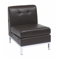 OSP Home Furnishings WST51N-E34 Wall Street Armless Chair. Espresso Faux Leather.